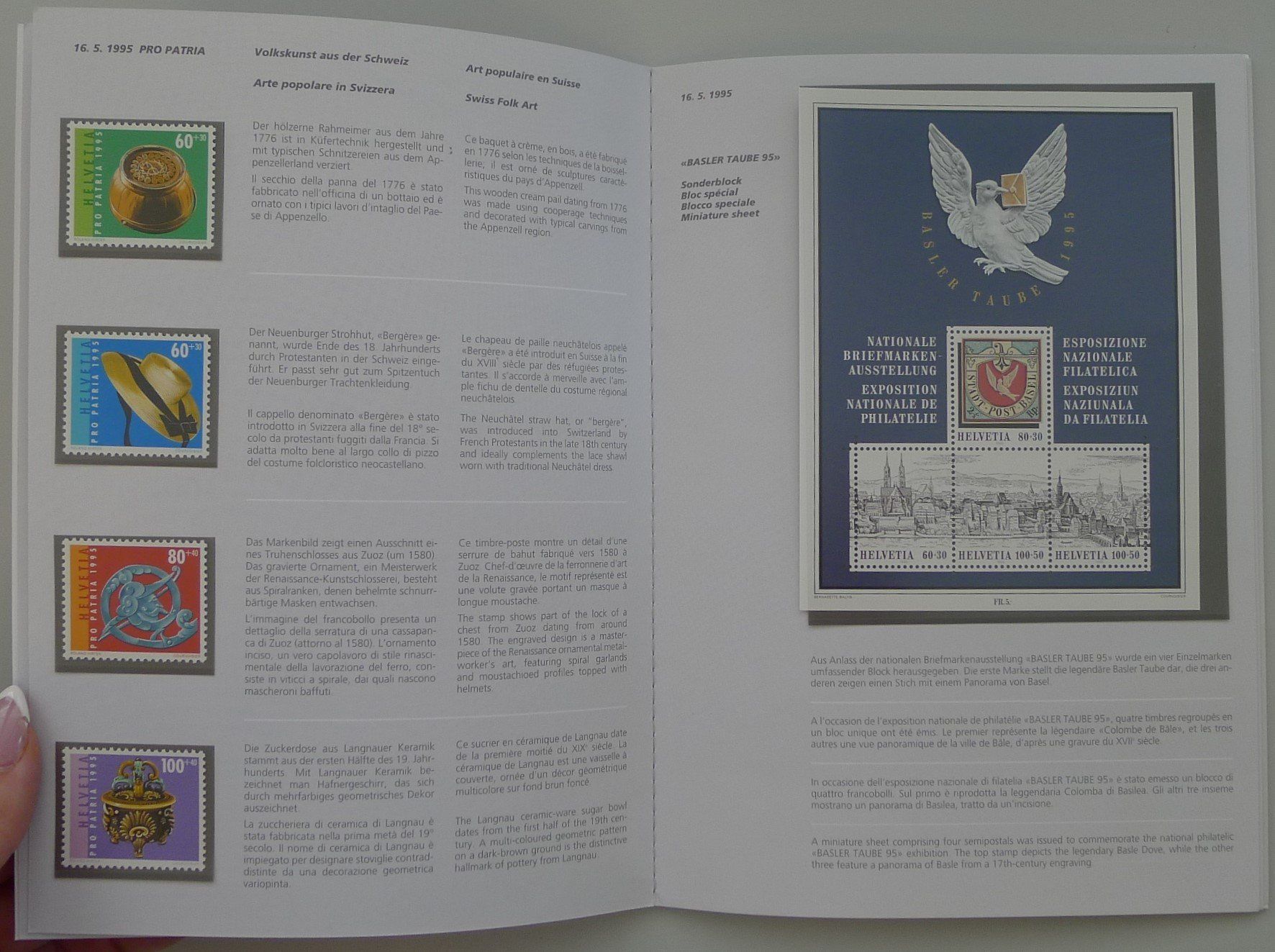 Tutti i francobolli: 1995: Jahresbuch koplett postfrisch **. – Usato da Sursee venduto da Luzernerraute 2