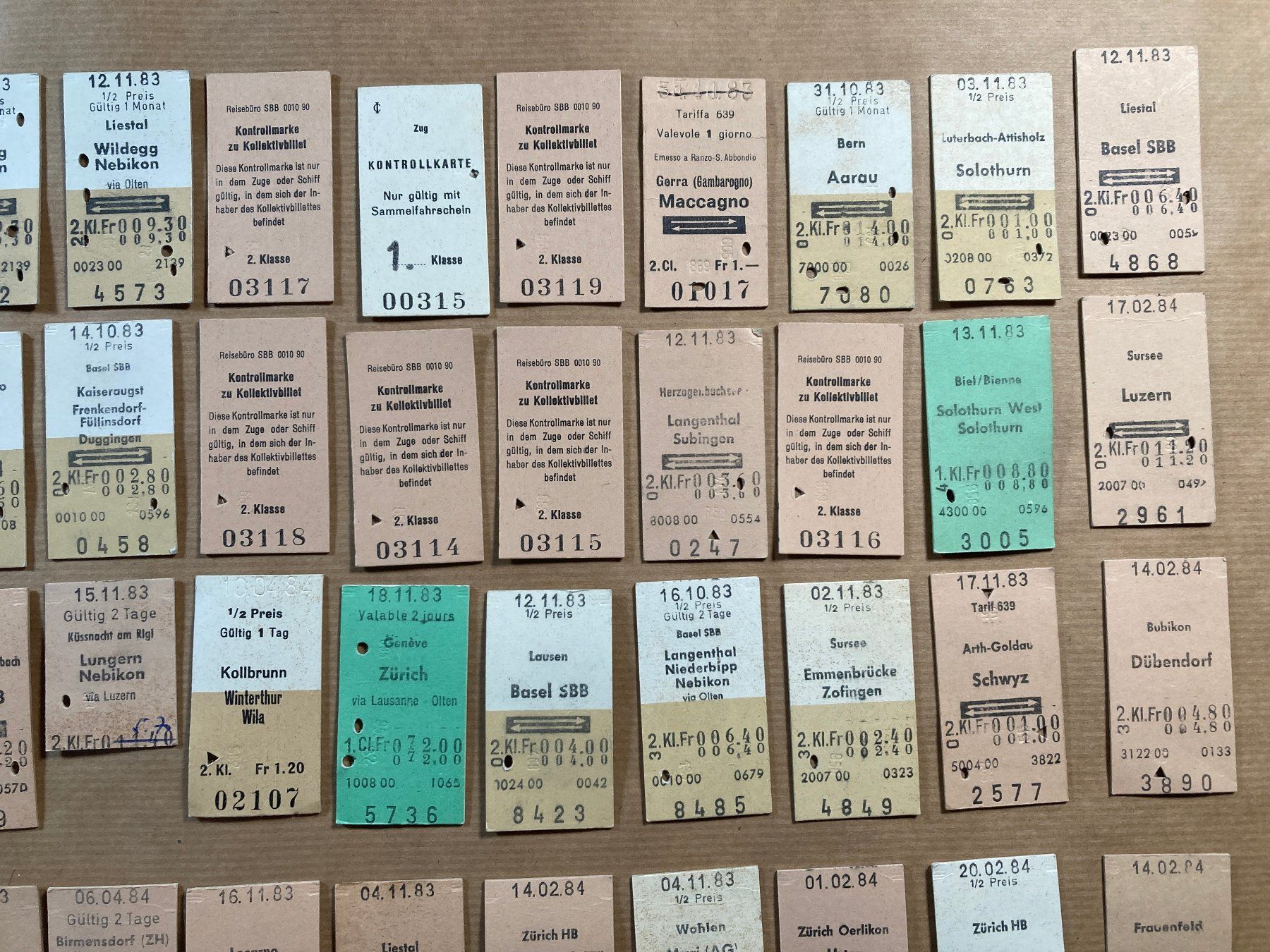 Tickets: 89 alte Bahn Billette aus Karton, SBB – Gebraucht aus Lenzburg von fh1 6