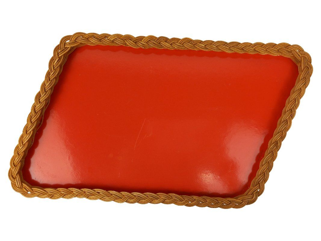 Plateaux: Rotes Tablett mit geflochtenem Rand – D'occasion à Hünenberg par Restwert_Zug 1