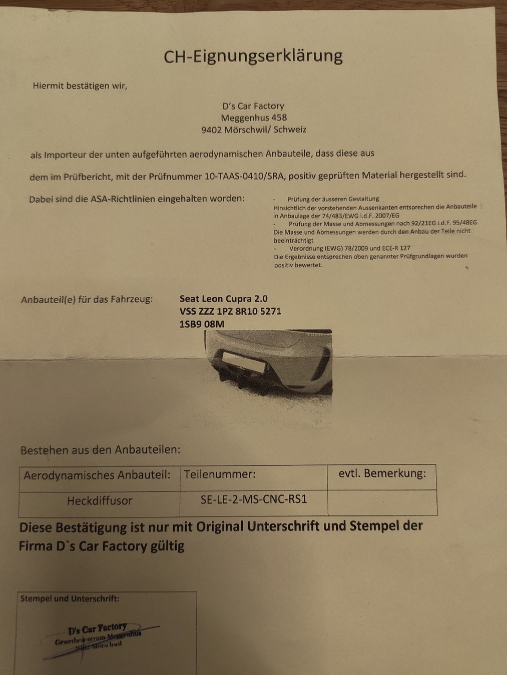 Seat Tutti pezzi di ricambio auto: SEAT LEON 1P HECK DIFFUSOR – Usato da Knutwil venduto da StaffelbachJ 3
