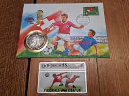 1994 Silber Münzbrief Schweiz an der WM inkl. Taxkarte
