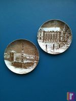 Keramikwandteller mit Kirchen und Brunnen Stadt Zürich