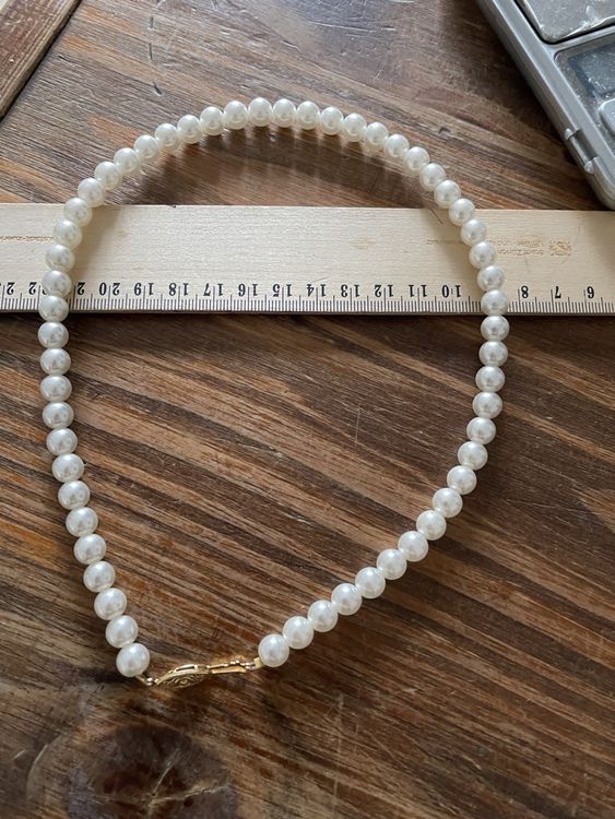 COLLIER RAS DE COU ARGENTE PERLES COLORIS CHAMPAGNE ! NEUF