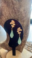 Schöne Ohrringe Ginkgoblatt mit Jade