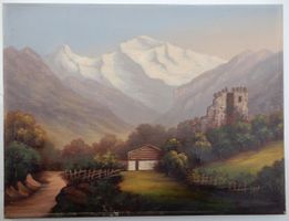 RUINE UNSPUNNEN - Antikes Gemälde Oel auf Leinwand, signiert