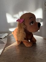 Plüschtier Hund braun mit rosa Schleife neuwertig