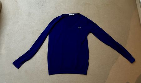 Lacoste Pullover blau V-Ausschnitt Grösse 36