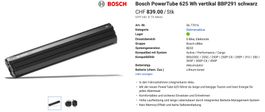 Bosch Akku PowerTube 625Wh Vertikal | UVP CHF 839.-