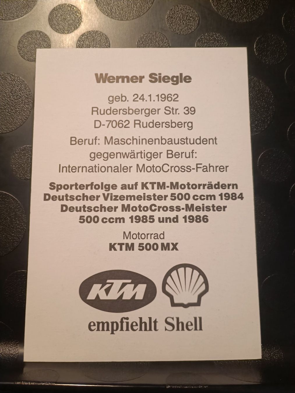Autographes: Werner Siegle - Motocross – D'occasion à Menziken par Artographs 1