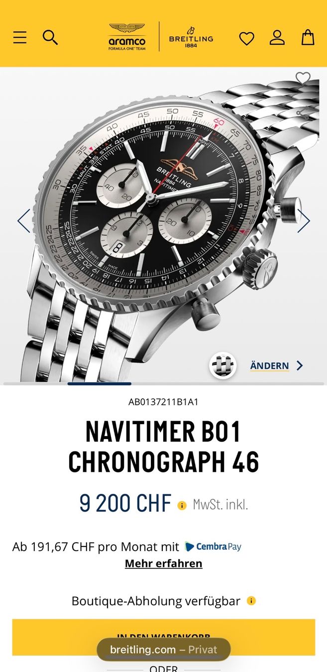 Breitling Orologi: Breitling Navitimer B01 Chronograph 46 Fullset mit Garantie – Usato da Birsfelden venduto da Mynos 3