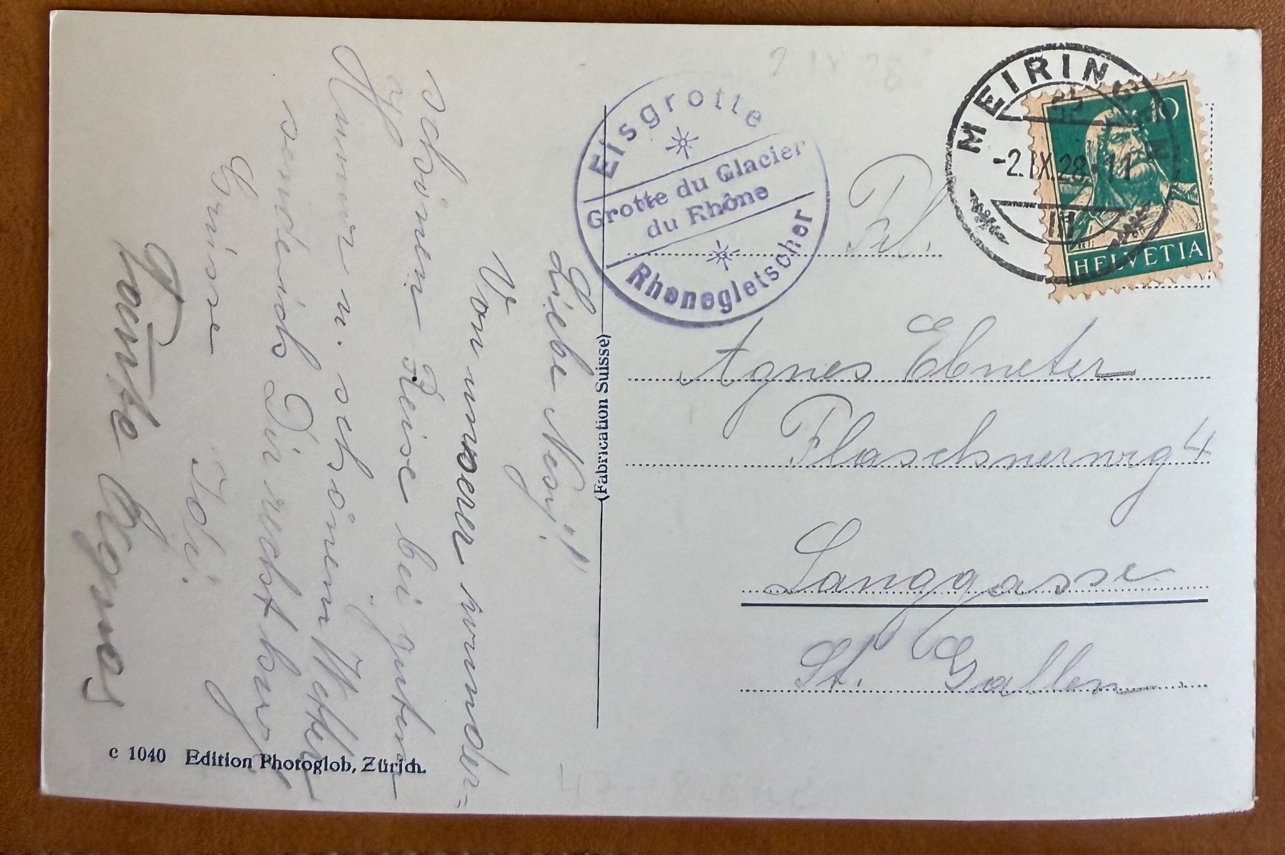 Cartoline postali: Rhonegletscher - Eingang zur Eisgrotte 1928 – Usato da Lutry venduto da Ediego 1