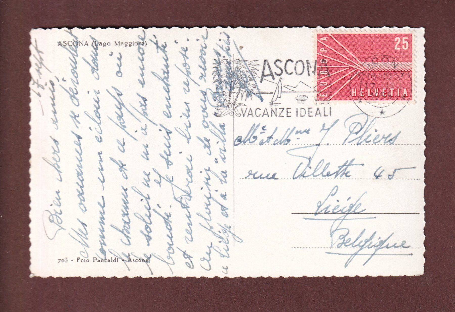 Cartes postales: ASCONA - 1958 – D'occasion à Pully par nicecards-shop 1