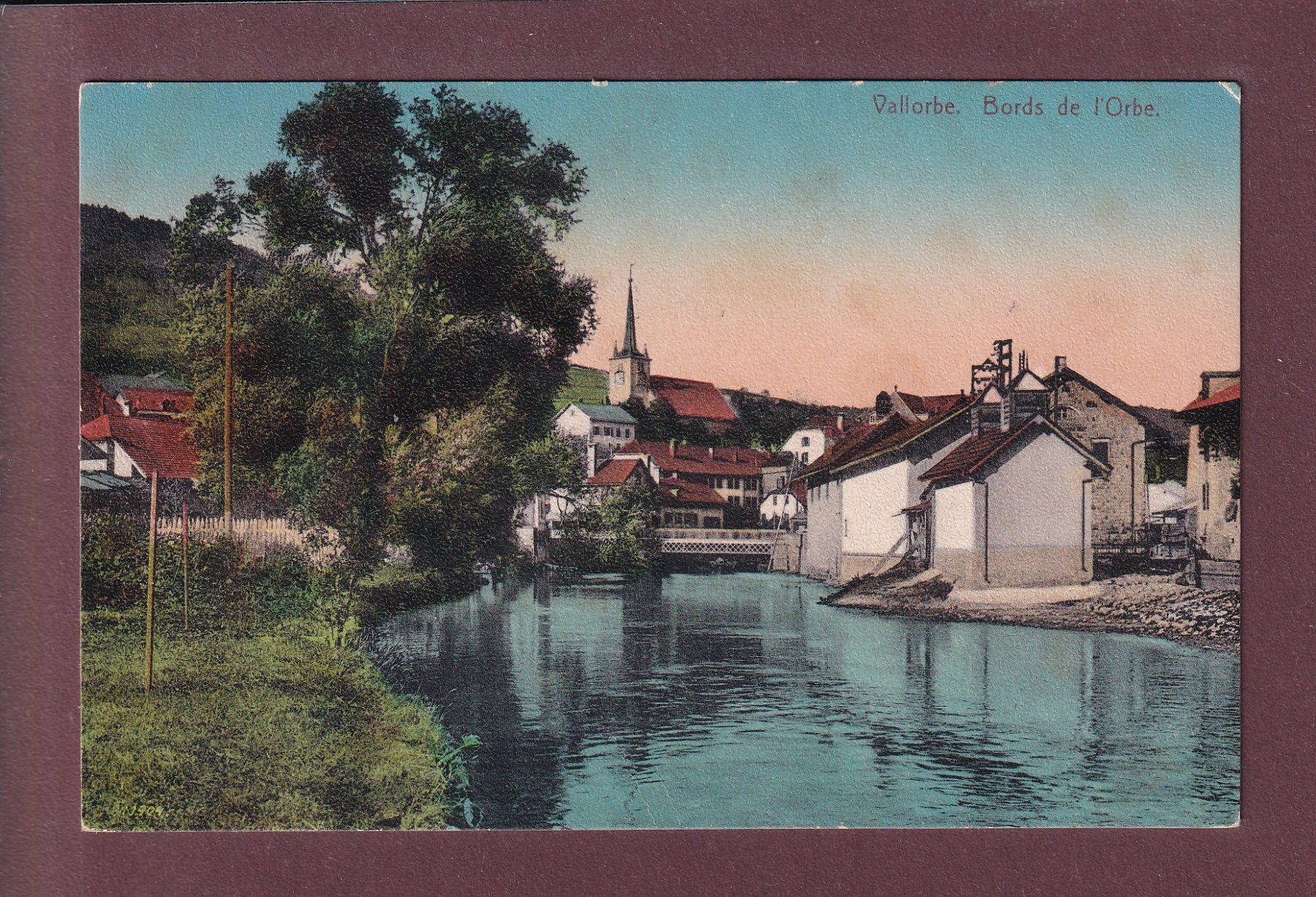 Cartoline postali: VALLORBE - Bords de l'Orbe - 1913 – Usato da Pully venduto da nicecards