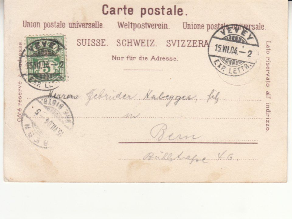 Ansichtskarten: Vevey 1904 – Gebraucht aus Bürglen TG von StampGraf 1