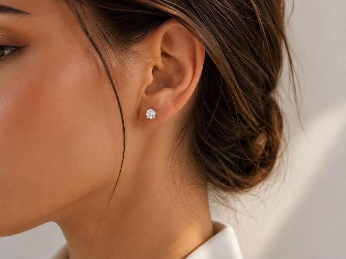 Orecchini pendenti & Orecchini a lobo: Classic Solitaire Studs – Nuovo e nell'imballaggio originale da Zürich venduto da MML 1