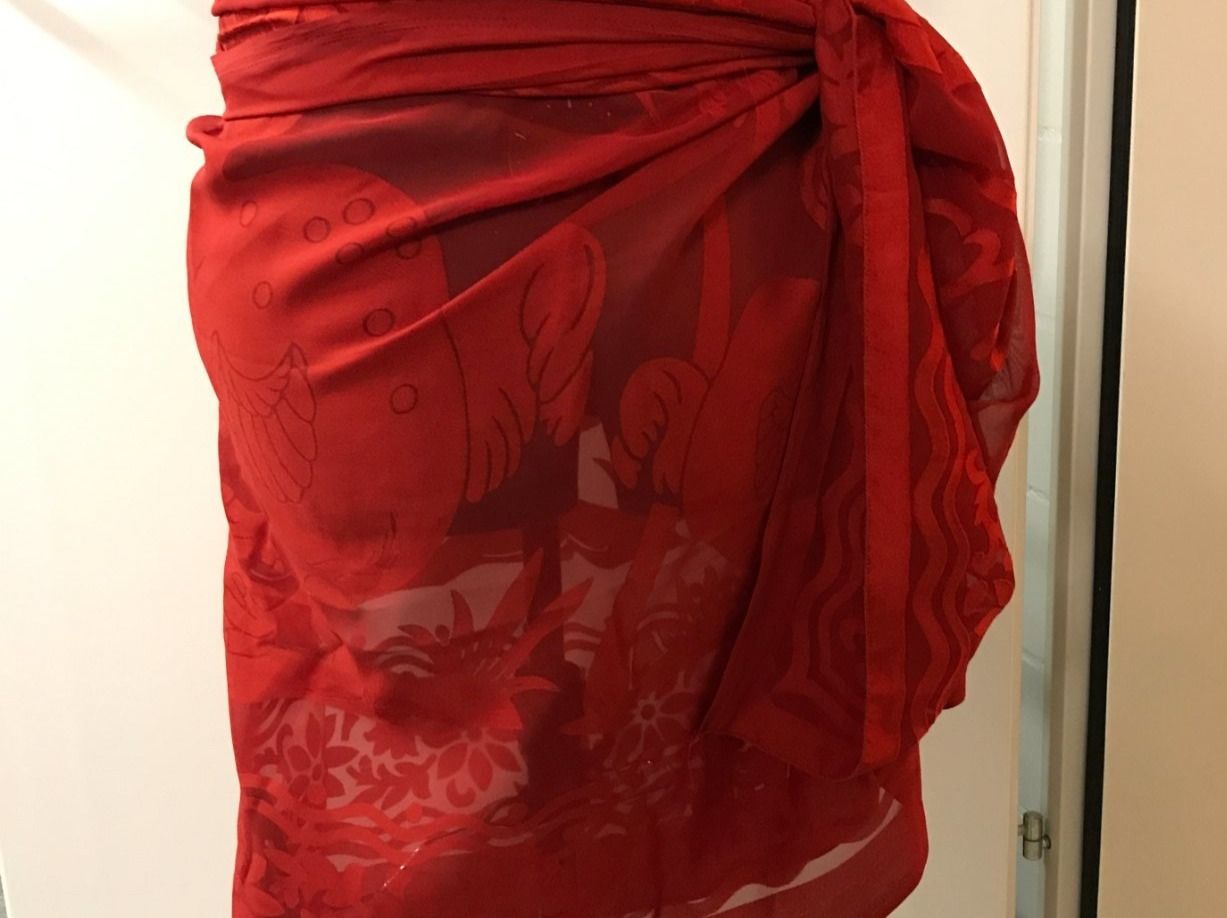 Foulard & Sciarpe: Rotes Mauritius Strandtuch 110x180cm – Usato da Guntershausen venduto da Gloominati 5