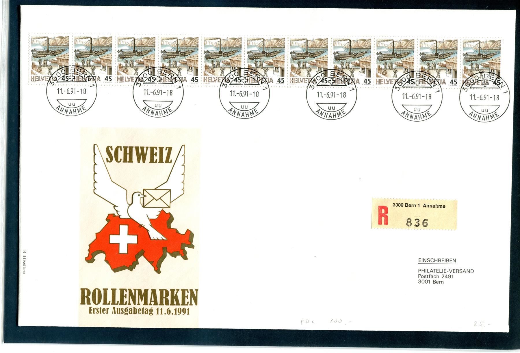 Tutti i francobolli: 1987 - 97 11er Rollenstreifen gest. und – Usato da Winterthur venduto da Kyoung 1