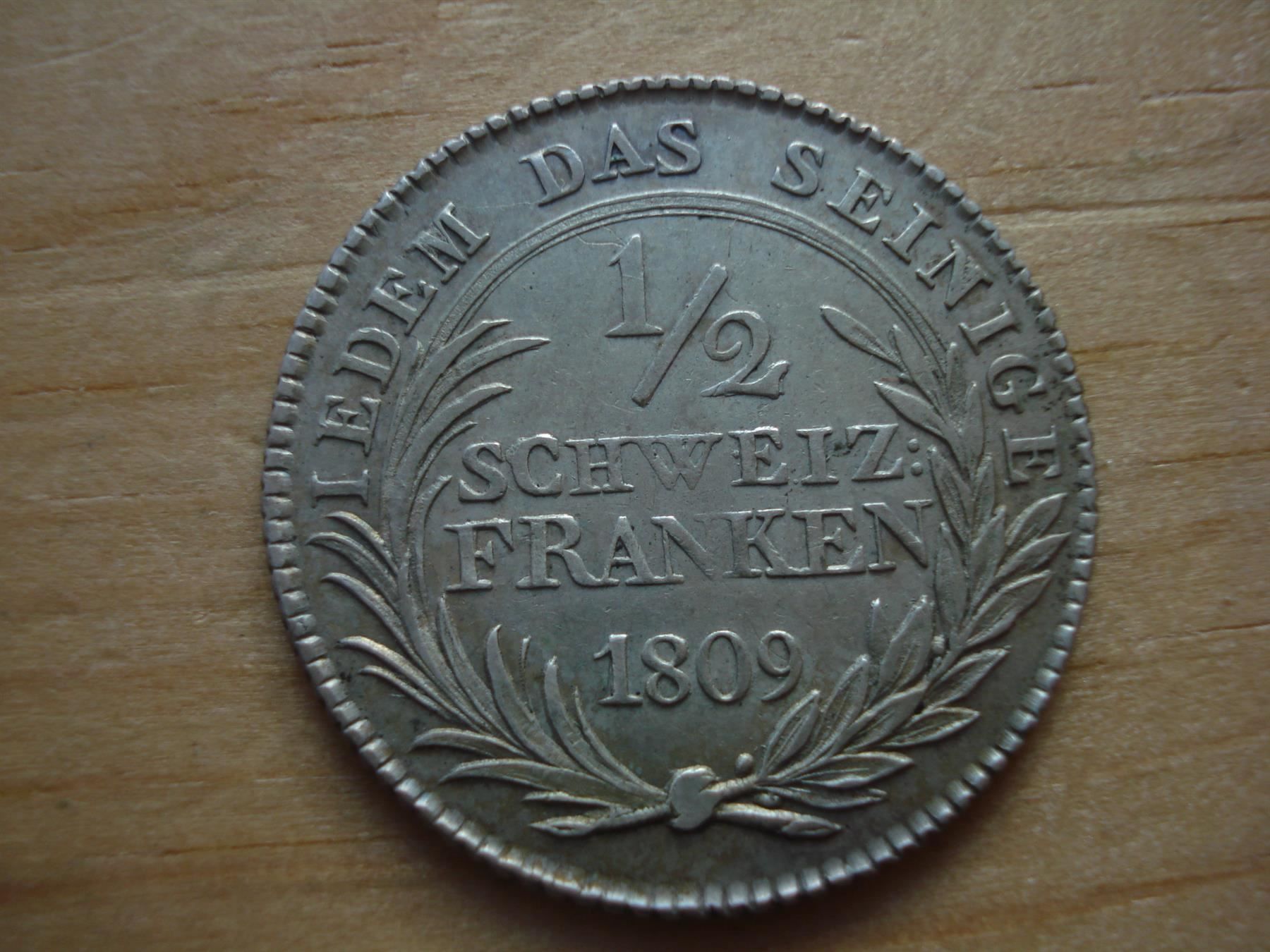 Tutti le monete: Appenzell 1/2 Fr 1809 – Usato da Erlach venduto da Net-Coins