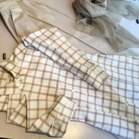 B.M. Company Flanell Hemd ivory beige kariert Gr 40