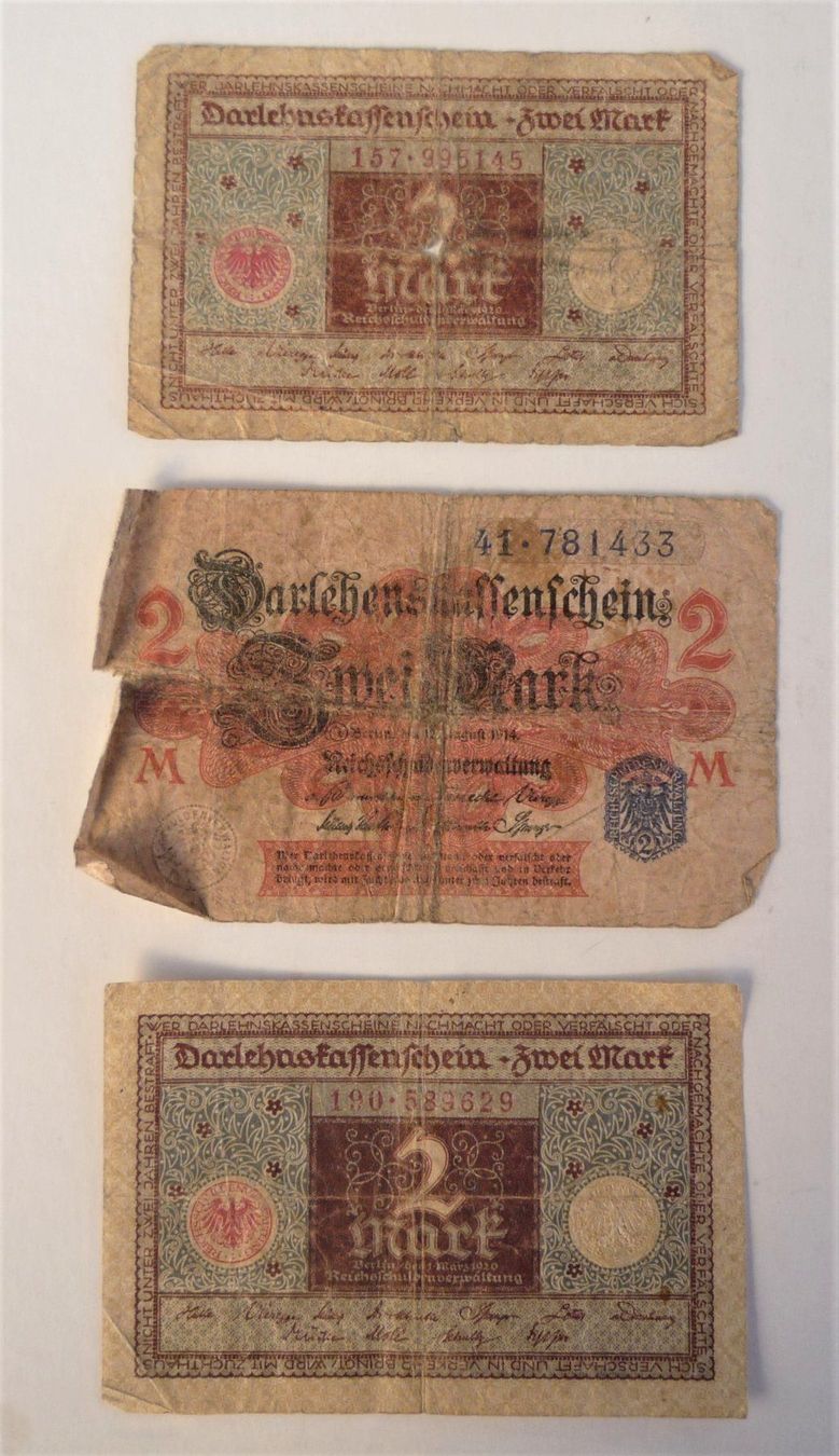Banconote: 3 x 2 Mark Darlehenskassenschein – Usato da Rafz venduto da Sonnenblume305