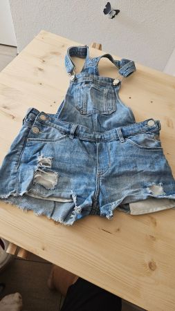 H&M Jeans  kurze Latzhose, Denim, Gr. 140, Top Zustand!