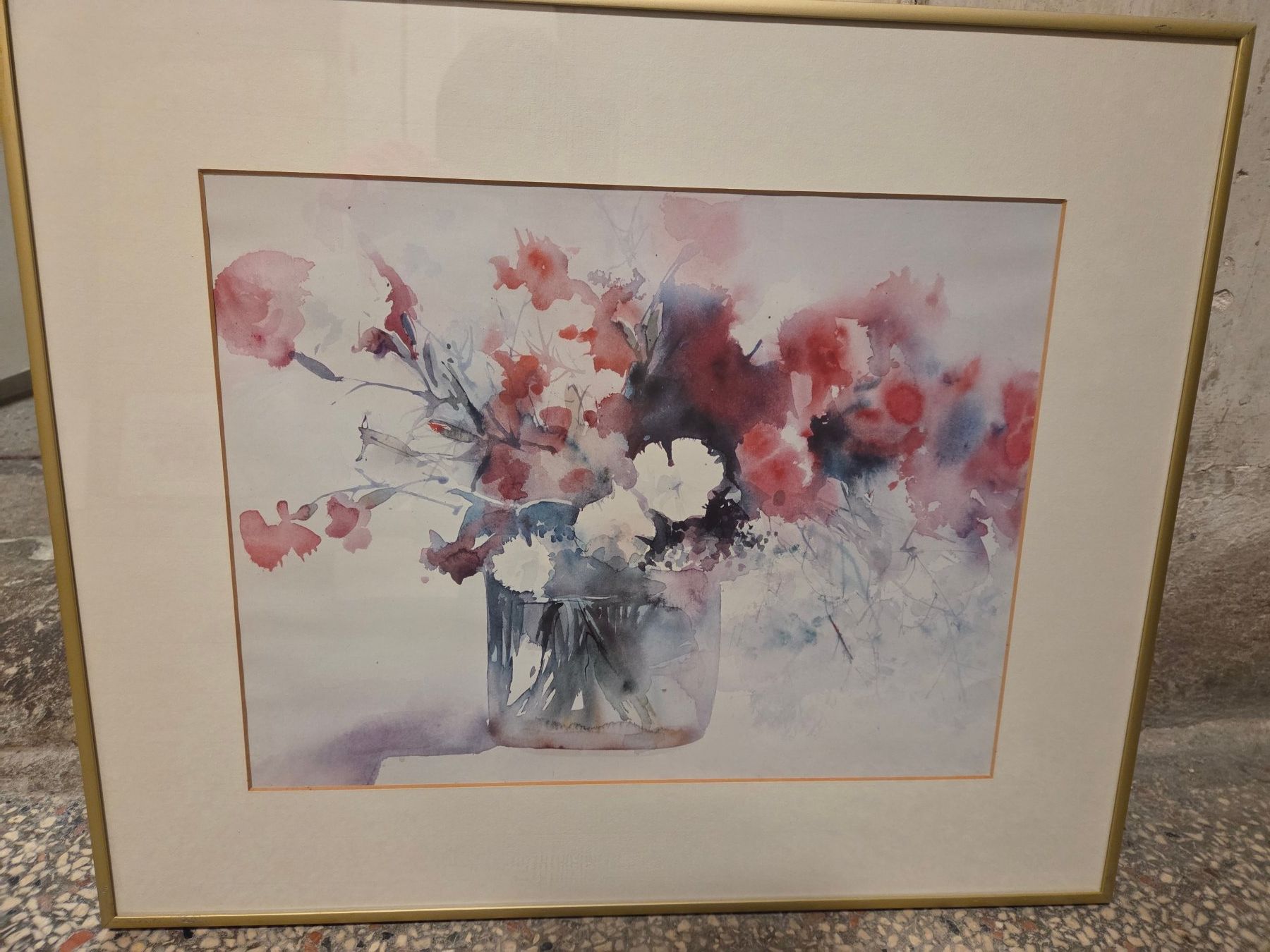 Dipinti: 1 Aquarellbild Blumenstrauss "Nelken" – Usato da St. Gallen venduto da Razoon77