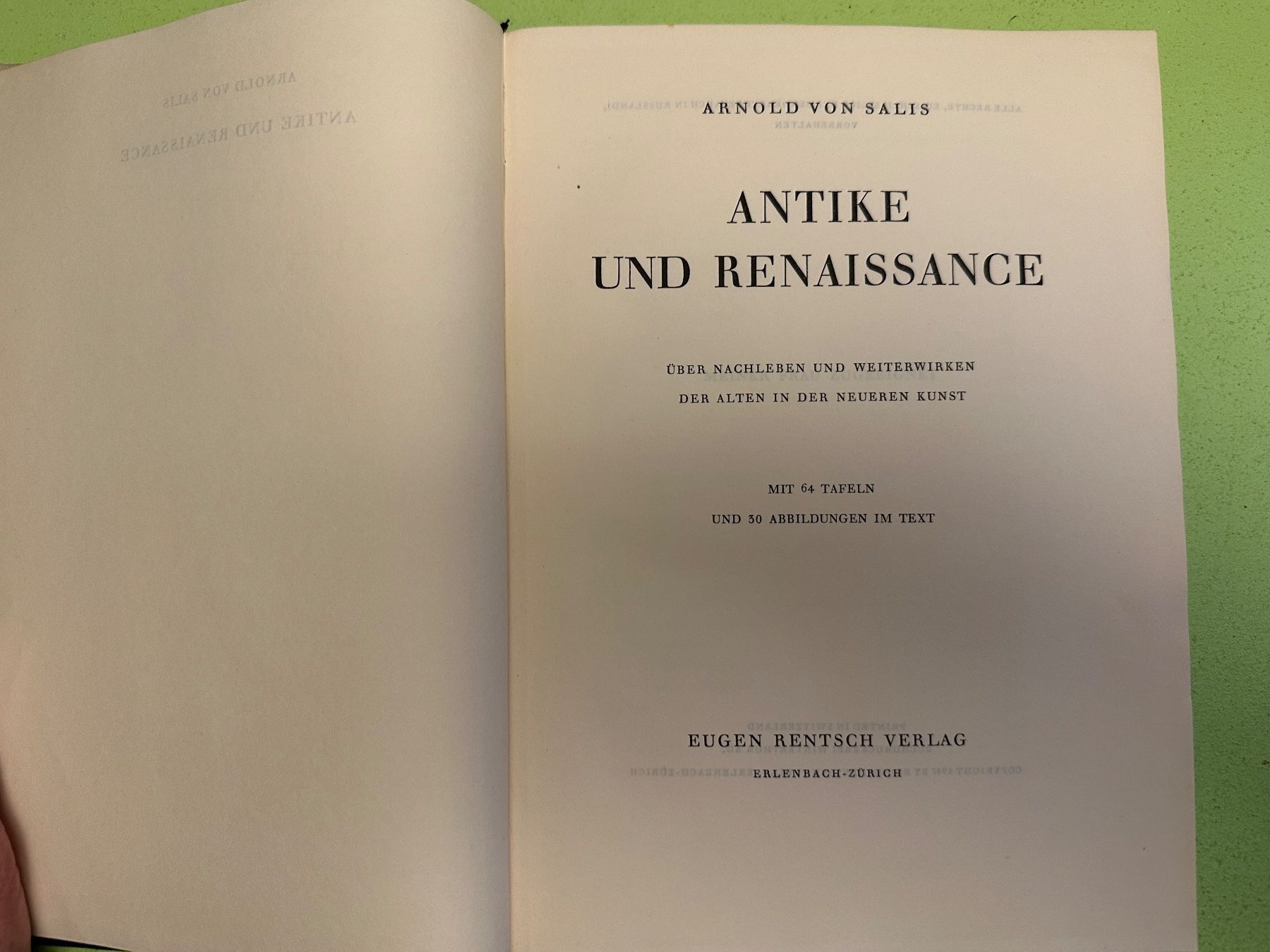 Libri: Arnold von Salis: Antike und Renaissance. – Usato da Zürich venduto da allp 2
