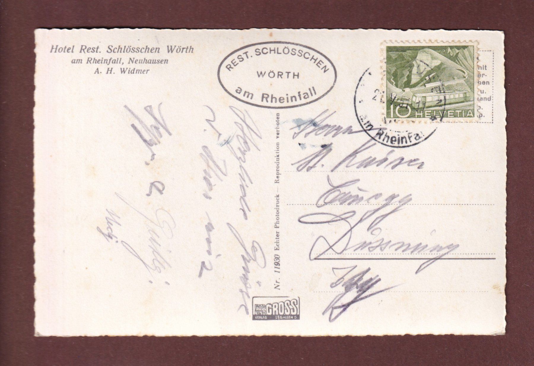 Cartoline postali: RHEINFALL - 1951 – Usato da Pully venduto da nicecards-shop 1