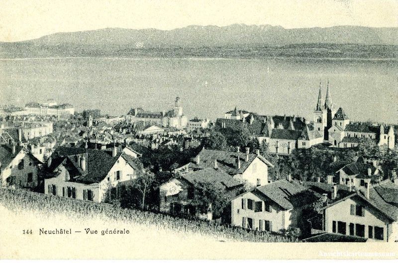 Ansichtskarten: Neuchâtel - vue générale + ca. 1900 – Gebraucht aus Emmenbrücke von teestube