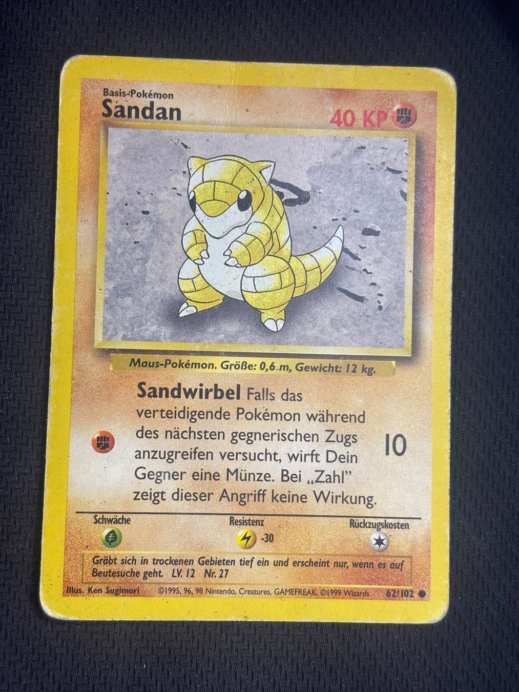 Pokémon Sammelbilder & Trading cards: Pokemon Sandan 62/102 WOTC Base Set DE – Gebraucht aus St. Gallen von KantoKarten