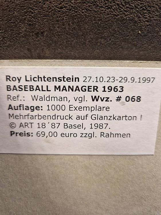 Foto & Immagini: Roy Liechtenstein Baseball Manager  1963 – Usato da Wetzikon ZH venduto da Oldieslover 2