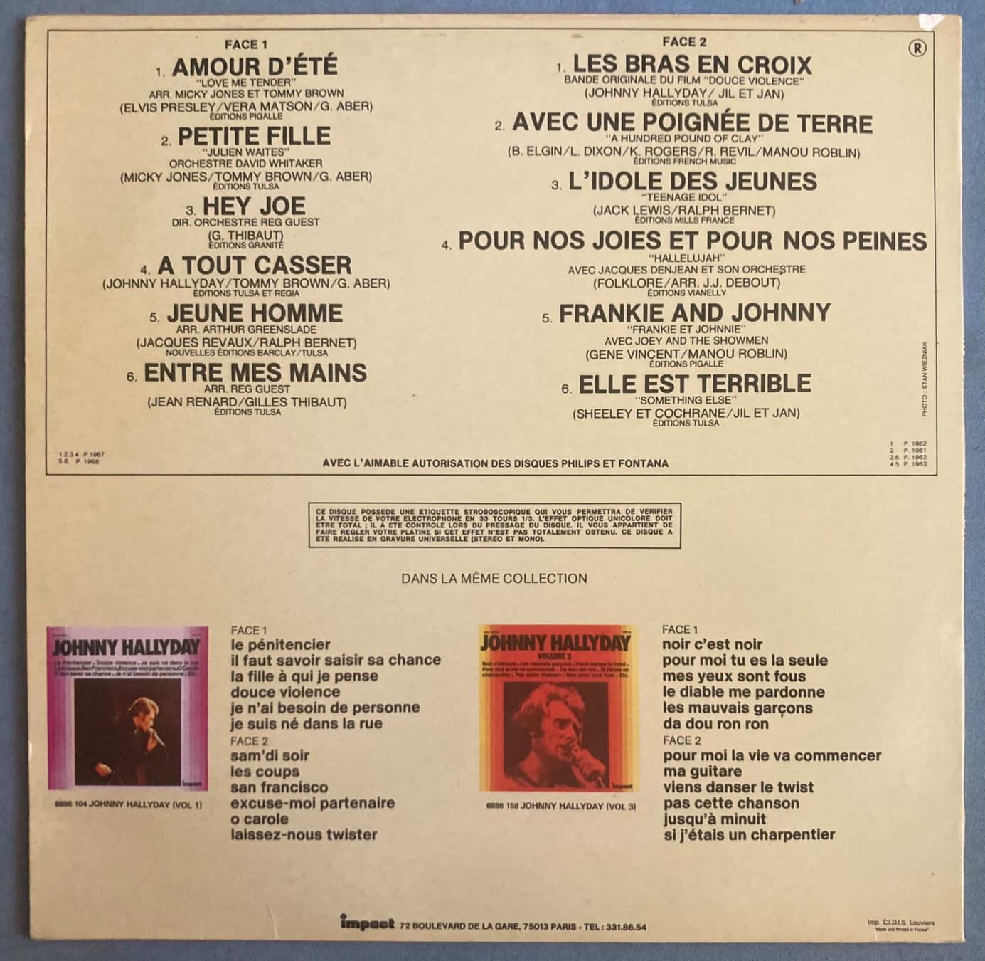 Dischi in vinile: JOHNNY HALLYDAY - JOHNNY HALLYDAY VOLUME 2 – Usato da Poliez-Pittet venduto da Newtown-Records 1