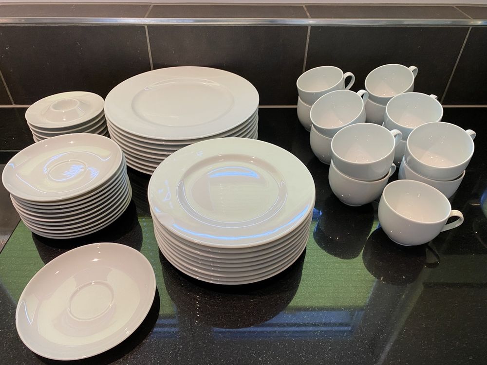 Olympia White Ware Coupe Plates Restaurant Food Serving Dishes Tableware 12pc