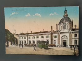 Alte PK / Bern - Bahnhofplatz Belebt Gelaufen 1914