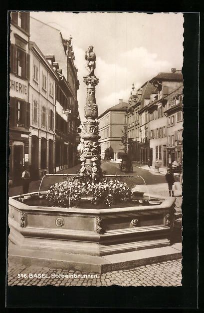 Cartoline postali: AK Basel, Partie am Holbeinbrunnen, 1928 – Usato da Berlin venduto da bartko-reher