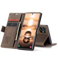 Galaxy S24 ULTRA - étui à rabat portefeuille support BRUN