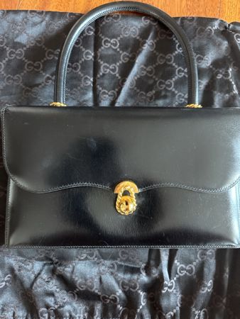 Vintage Hermès Paris Black Leather Handbag - Classic Style!