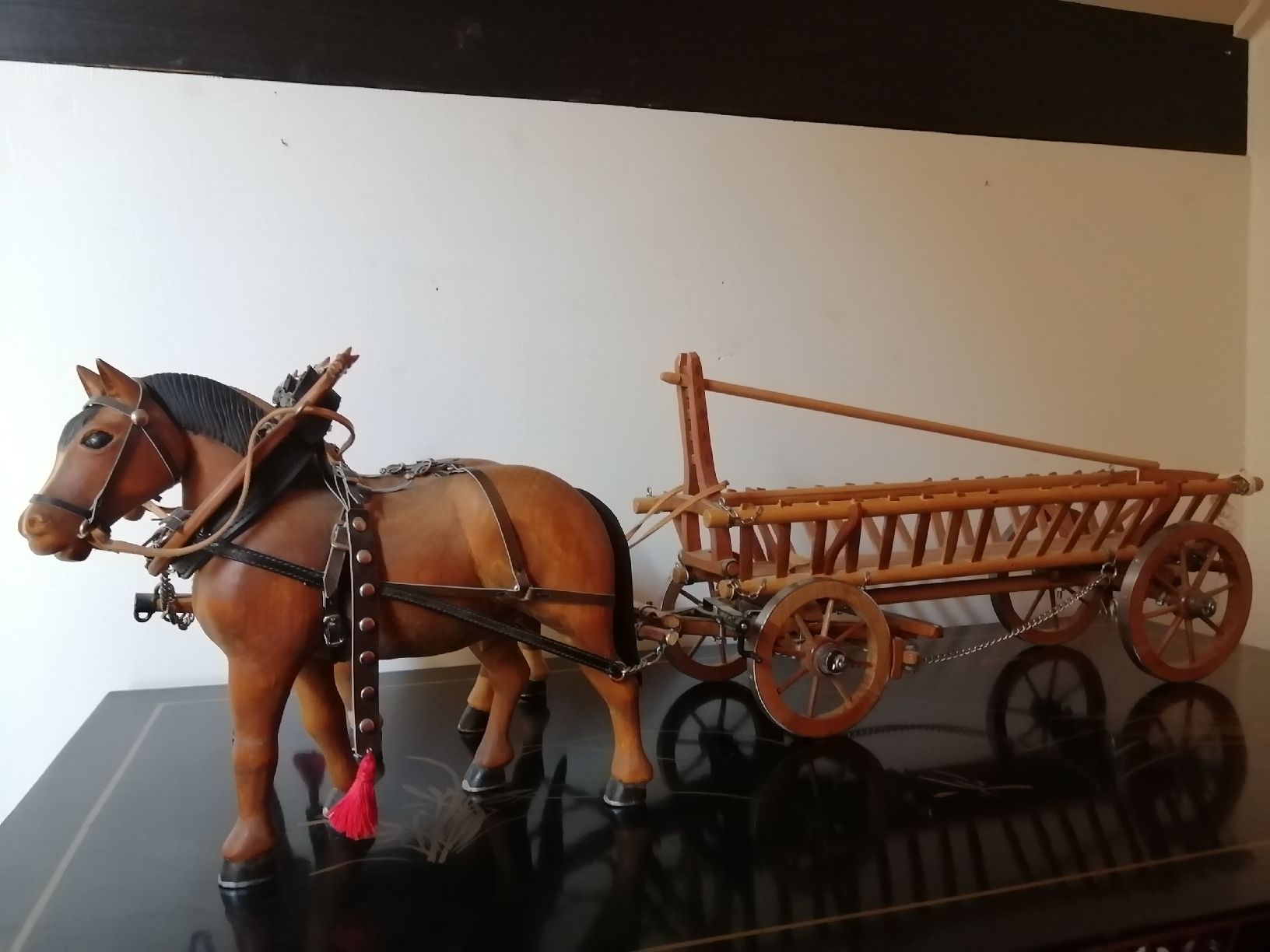 Statuette: Handgeschnitzte Pferde mit Fuhrwagen – Usato da Nunningen venduto da silvermoon68 9