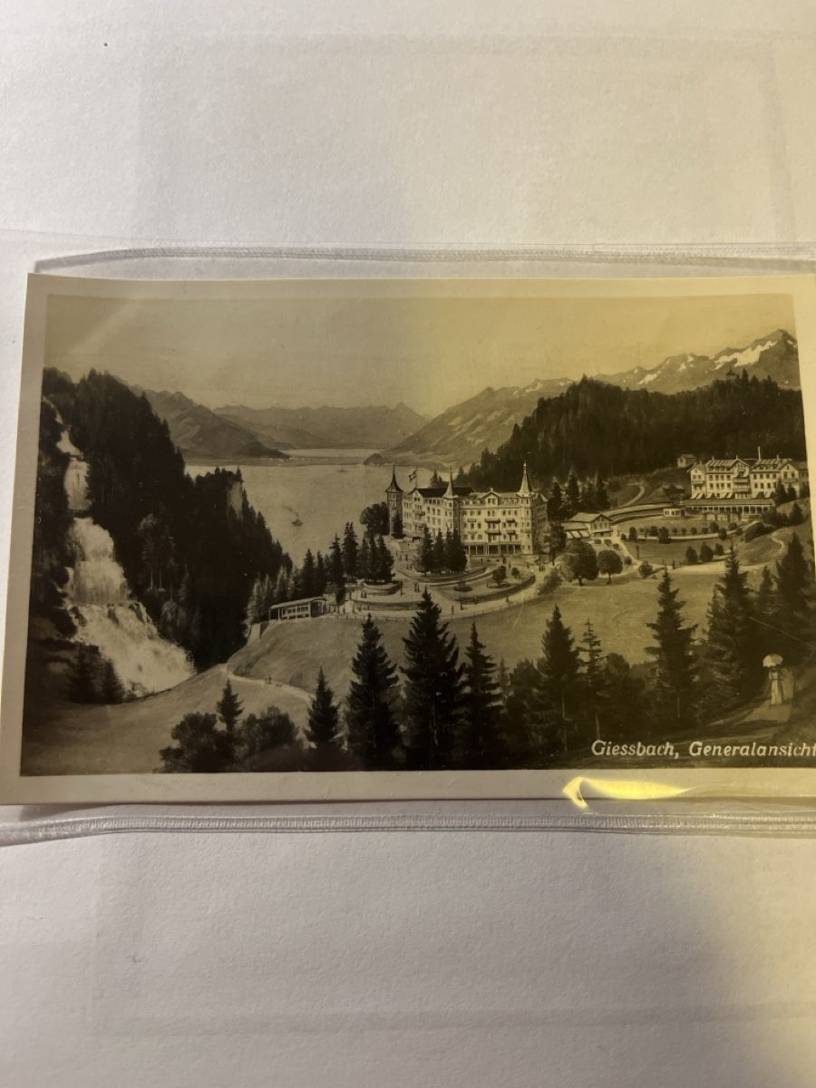 Cartoline postali: Alte Ansichtskarte Giessbach BE,Generalansicht,S/W Top! – Usato da scharnachtal venduto da Riso500