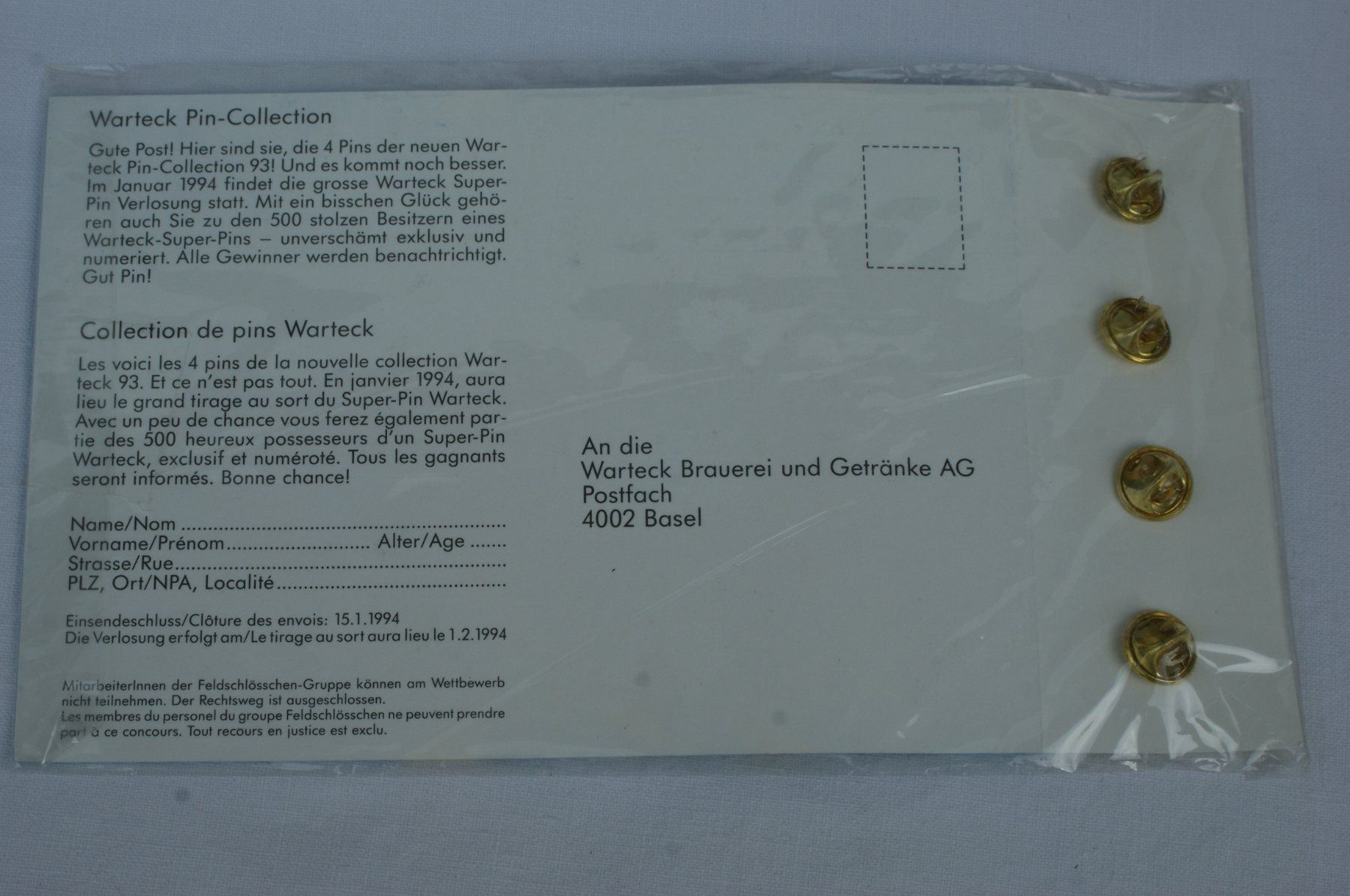 Placchette & Badge: WARTECK BRAUEREI BASEL PINSET ORIGINAL – Usato da Basel venduto da lagavulin02 4