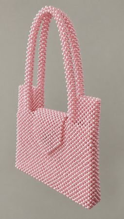 Handgemachte Perlen-Handtasche Rosa – 22 cm – Unikat