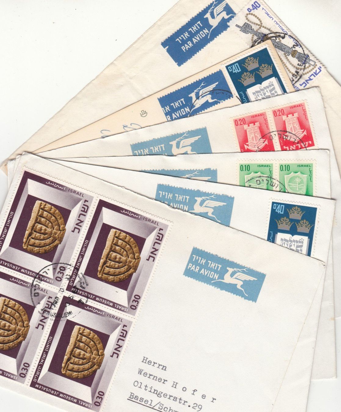 Tutti i francobolli: Israel 6 Briefe/Karten – Usato da Bürglen TG venduto da StampGraf