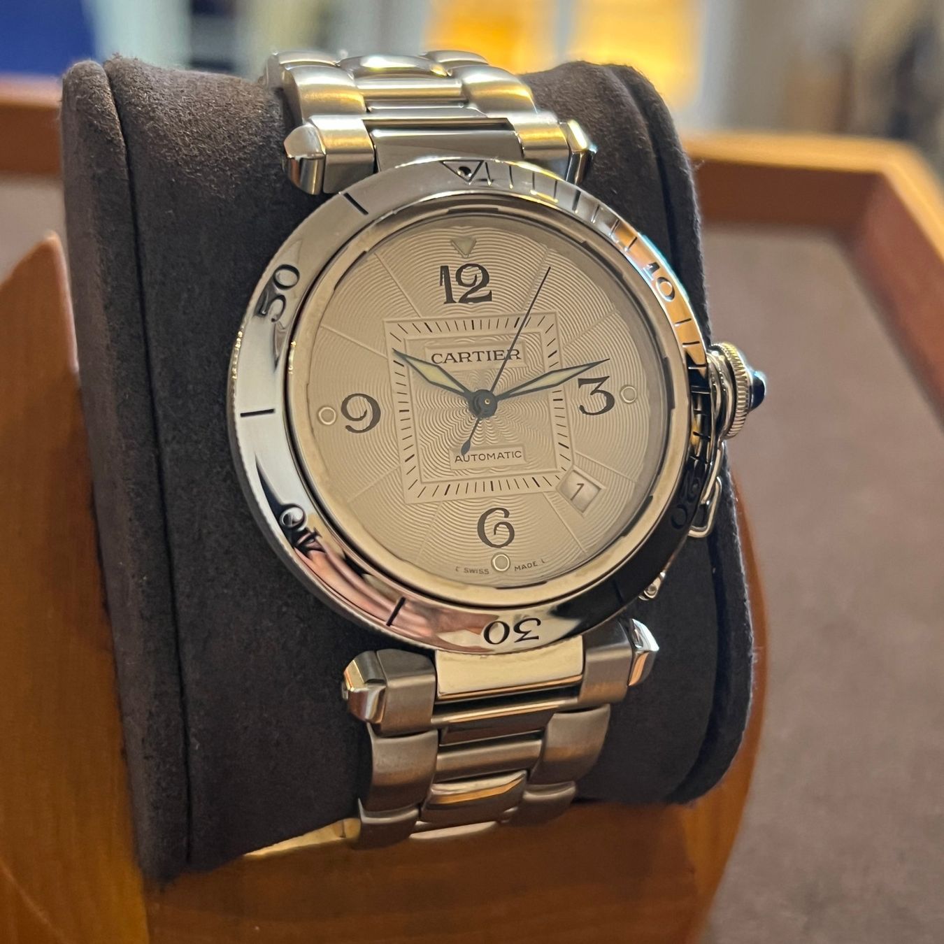 Cartier Montres: Cartier Pasha Automatic 38mm Silver Dial W31059H3 – D'occasion à Carouge GE par Watchaser 1