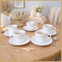 Set de 5 tasses à café avec sous-tasses - Porcelaine Monno