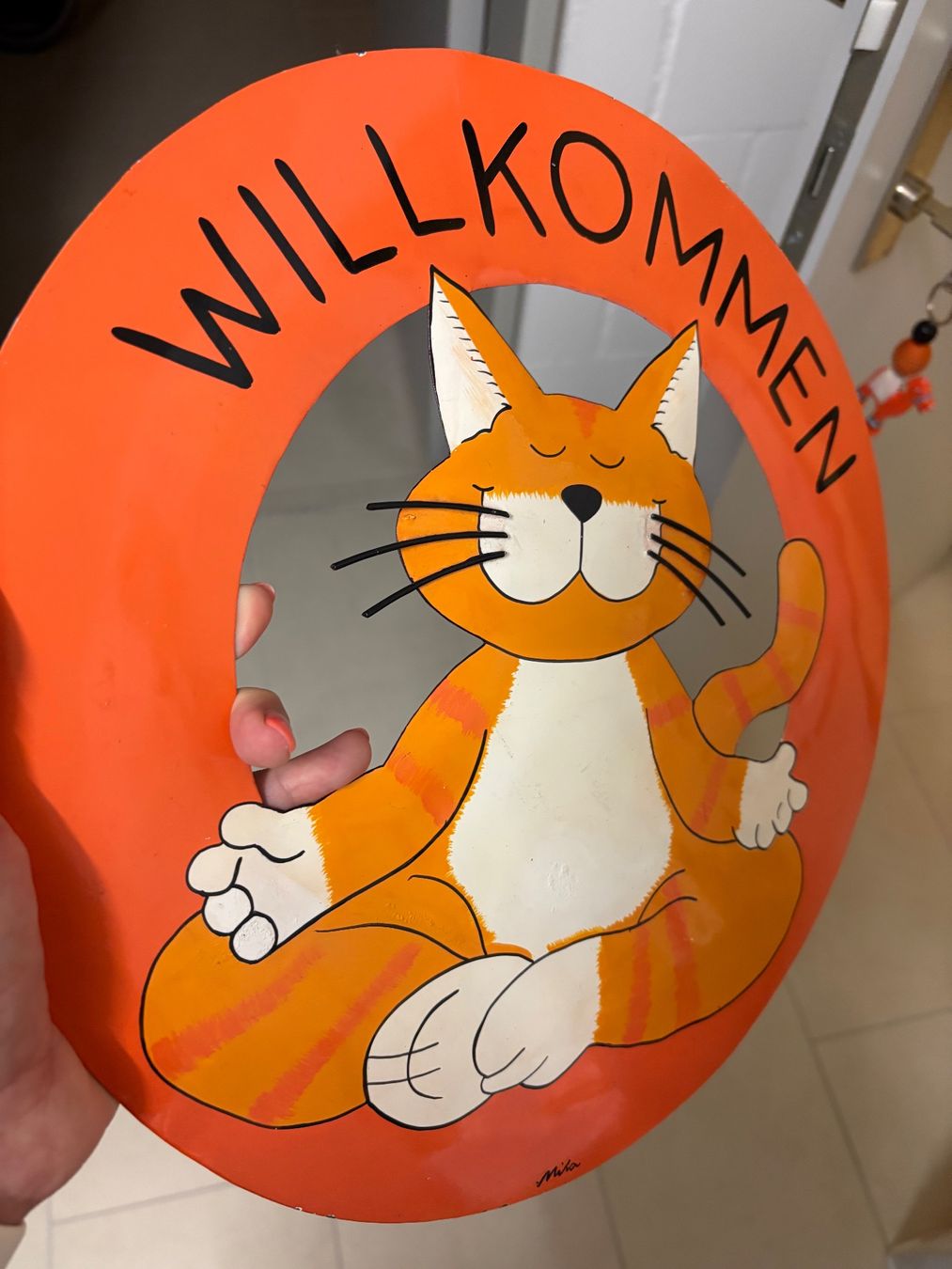 Insegne: Dekoschild Katze Willkommen – Usato da Basel venduto da Tierschutz-Flohmi 1
