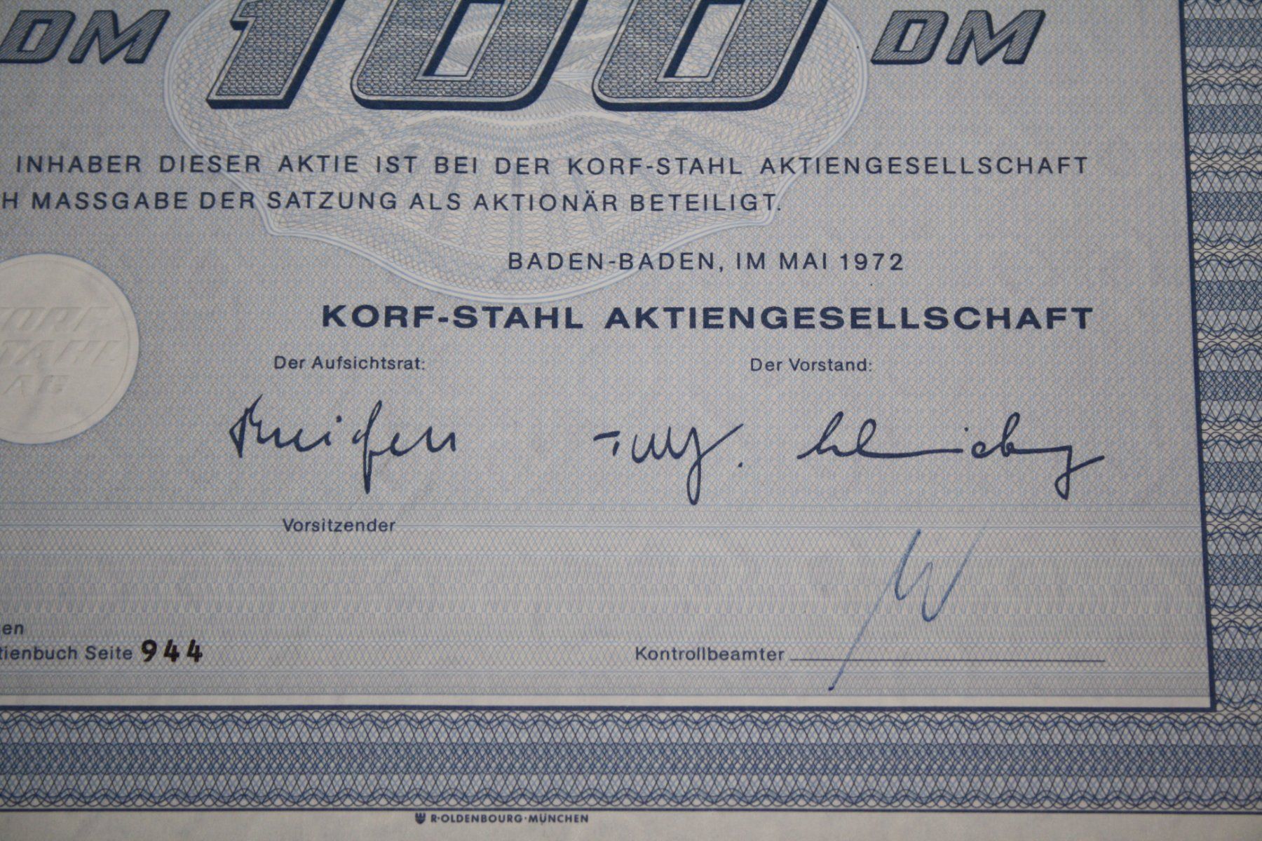 Documenti: Korf -Stahl von 1972 – Usato da Reinach BL venduto da Runni 1