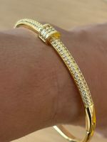 Luxus Elegante  Armreif Armband Farbe :Gold Zirkonia Weiss