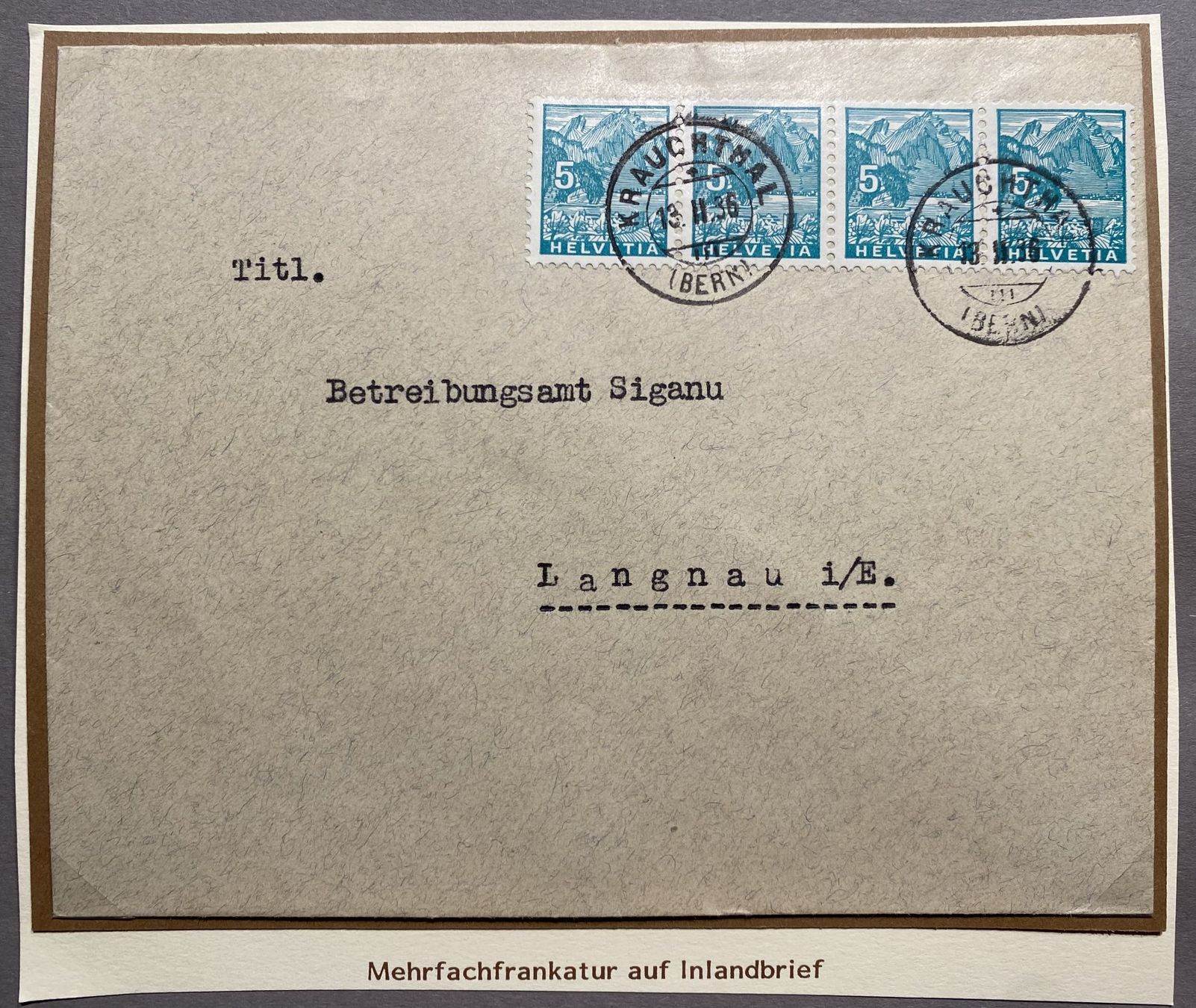 Alle Briefmarken: 195 Brief Krauchthal Viererstreifen – Gebraucht aus Steinhausen von yukon26