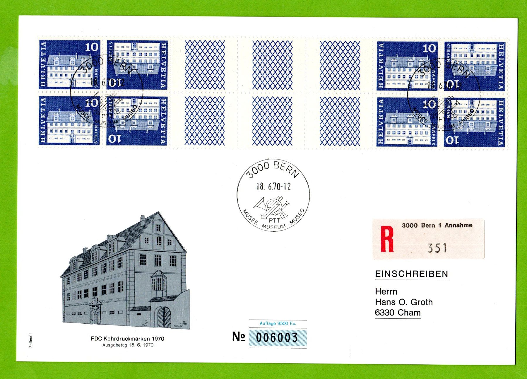 Tutti i francobolli: 1970 FDC Kehrdruckmarken LP – Usato da Stein am Rhein venduto da Huehnerhund