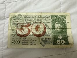 Billet 50 Francs, ancien billet Suisse, collection